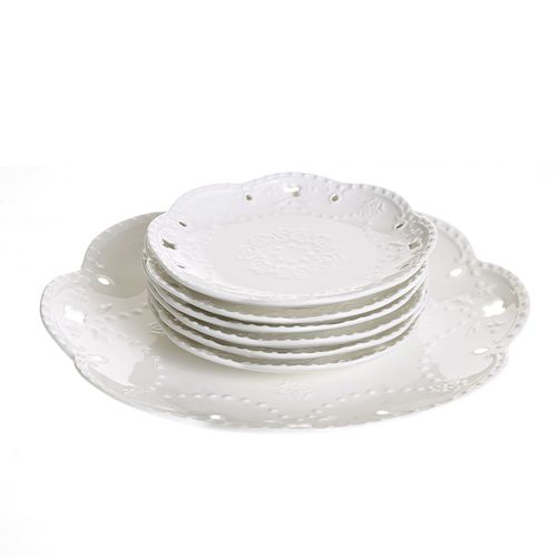 Set desert portelan alb
