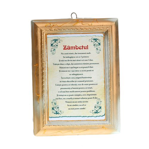Tablou cu mesaj zambetul 19 x 14 x 2 cm