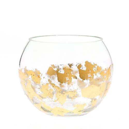 Bol transparent accente aurii 14 x 14 x 11 cm