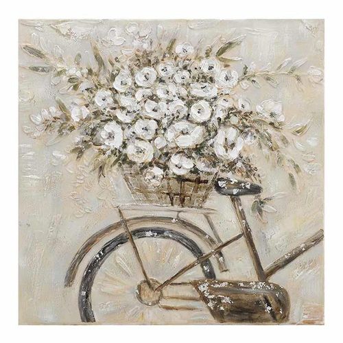 Tablou canvas bicicleta cu flori albe 80x2x80cm