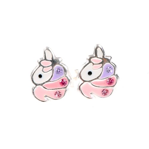 Cercei roz unicorn argint