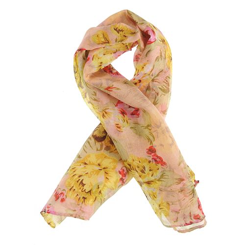 Esarfa din matase multicolora cu imprimeu floral