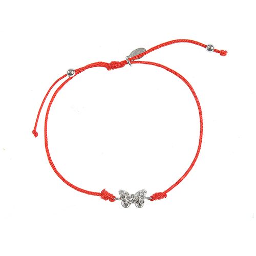 Bratara rosie cu fluture alb