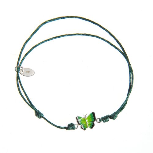 Bratara verde de argint pandantiv fluture