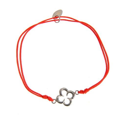 Bratara rosie de argint pandantiv floare
