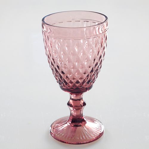 Pahar roz din sticla cu picior 350ml