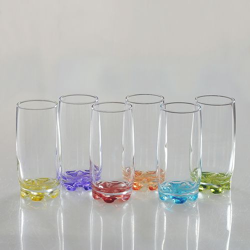 Set 6 pahare multicolore din sticla 390ml