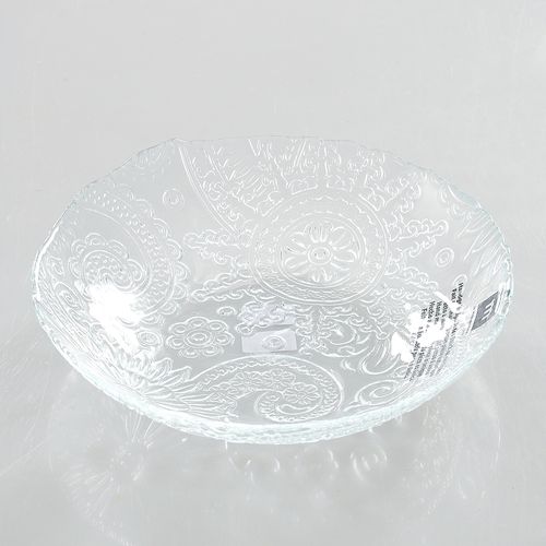 Ffarfurie adanca din sticla cu model floral 21 x 21cm
