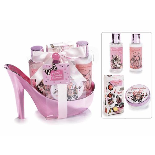 Set cosmetice design papuc roz