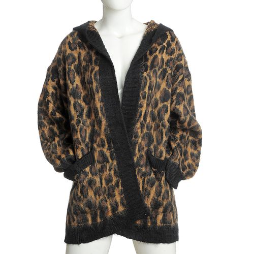 Cardigan cu gluga si model animal print
