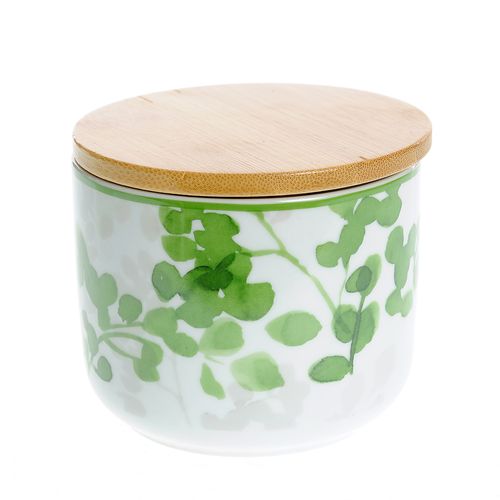 Borcan ceramic cu capac de bambus