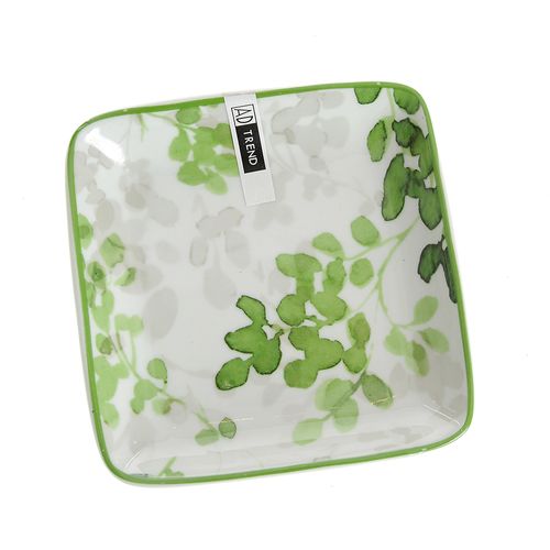 Farfurie patrata cu frunze verzi 12 x 12cm