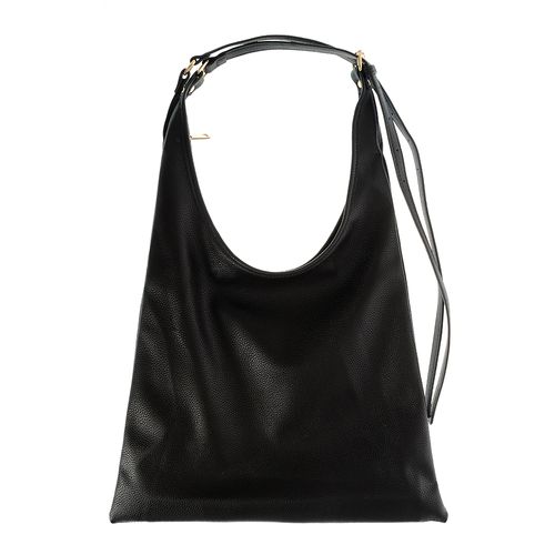 Geanta neagra din piele ecologica cu buzunar exterior