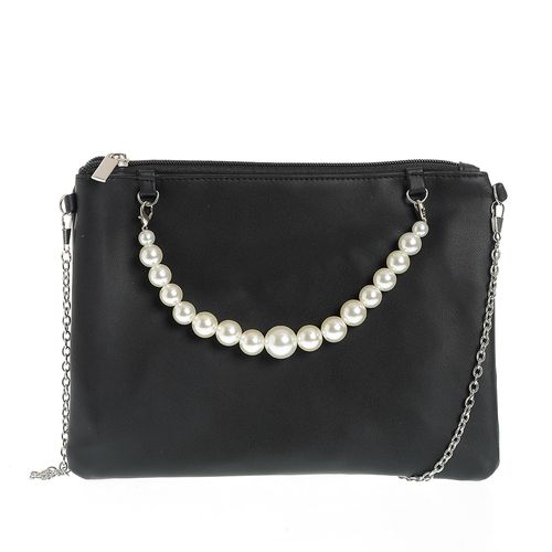 Geanta plic neagra cu perle acrilice