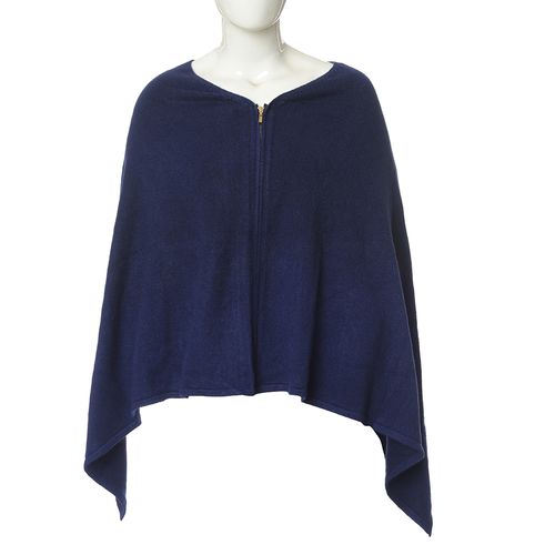 Poncho albastru cu adaos de lana