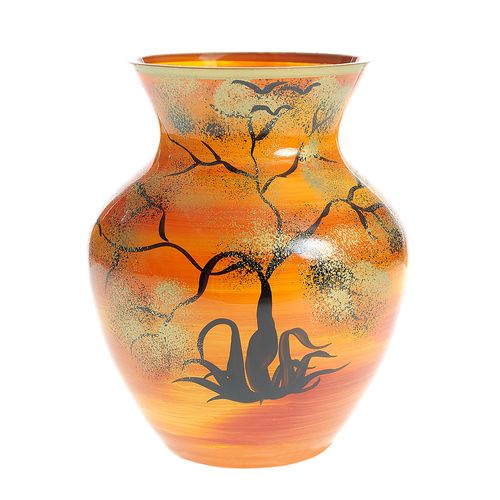Vaza decorativa din sticla cu model copac 15cm