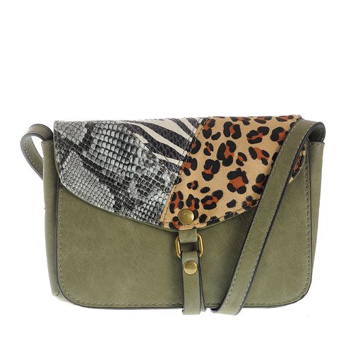 Geanta verde din material sintetic cu model animal print