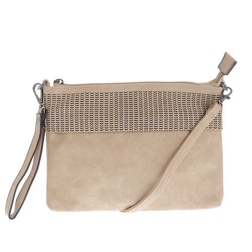 Geanta taupe tip plic din material sintetic