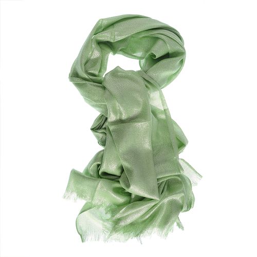 Esarfa verde crud cu franjuri
