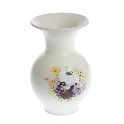 Vaza ceramica cu flori multicolore 21 cm