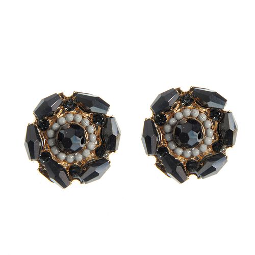 Cercei cu clips si floare neagra