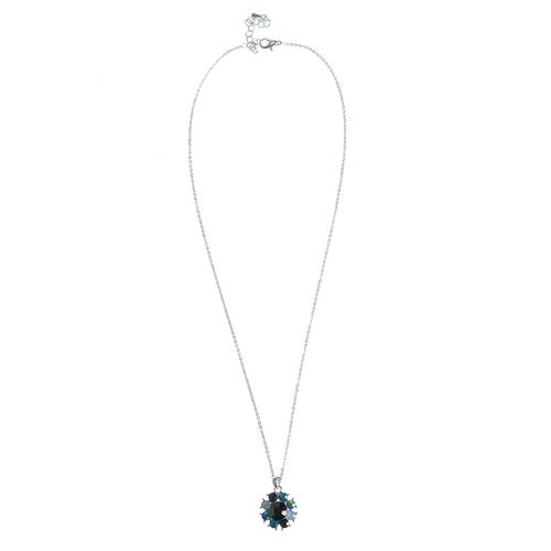 Colier argintiu cu floare multicolora