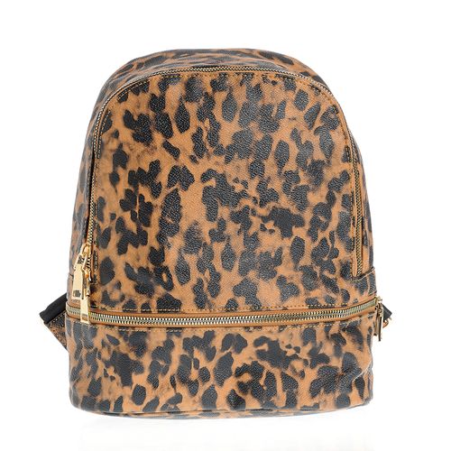 Rucsac maro cu model animal print