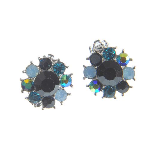 Cercei cu clips si floare multicolora