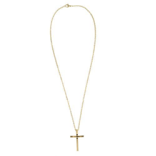 Colier auriu din otel cu pandantiv cruce