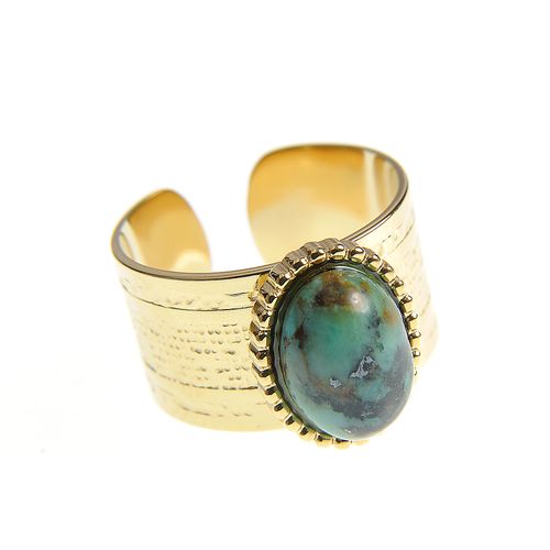 Inel din otel cu piatra verde