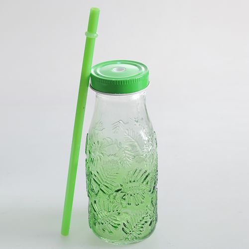 Sticla verde cu pai