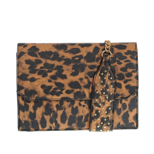 Geanta cu bareta din lant si model animal print