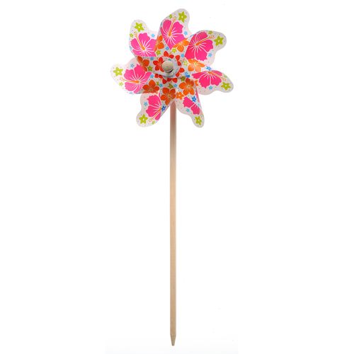 Morisca de vant cu flori roz 45 cm