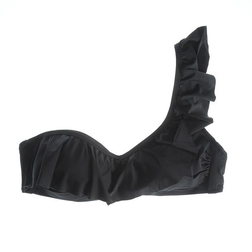 Sutien de baie negru cu volan pe umar