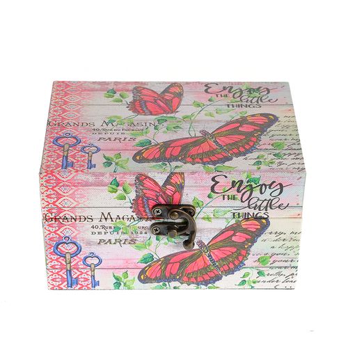 Cutie roz cu fluturi 16 x 11.5 x 9cm