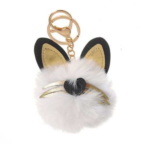 Bijuterie geanta cap pisica alb 11 cm