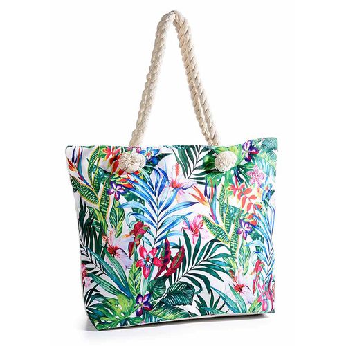 Geanta de plaja cu print exotic