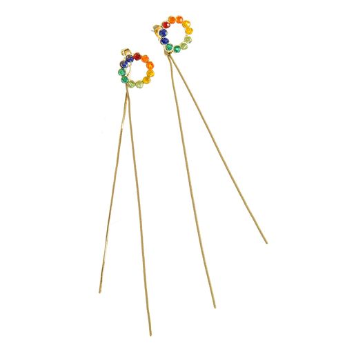 Cercei lungi cu pietre multicolore