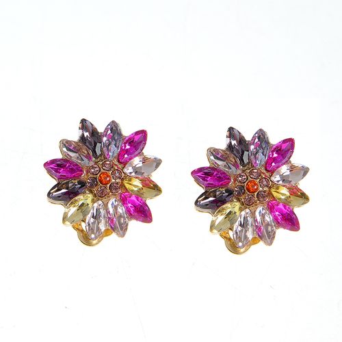 Cercei cu clips design floare multicolora