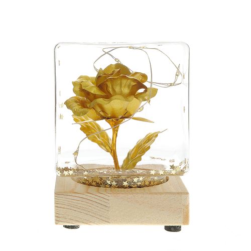 Decoratiune trandafir auriu cu led