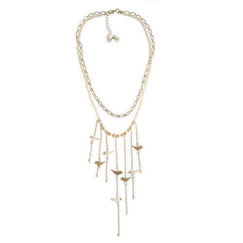 Colier dublu cu margele si perle