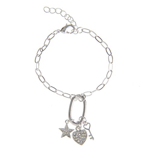 Bratara agrintie cu 3 pandantive diferite