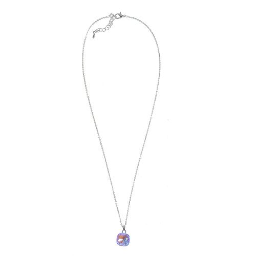 Colier argintiu cu pandantiv piatra colorata