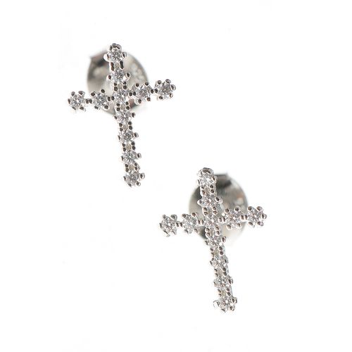 Cercei din argint in forma de cruce