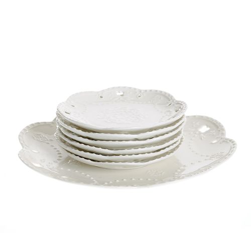 Set alb pentru tort 7 buc