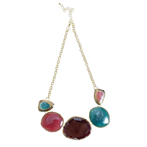 Colier statement cu pietre mari multicolore