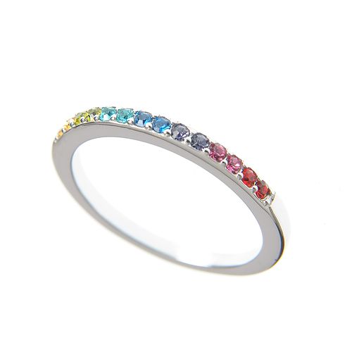 Inel de argint cu pietre zirconice multicolore