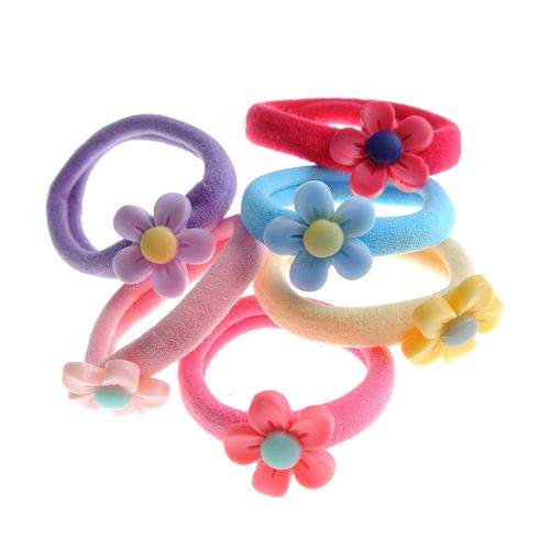Set 6 elastice de par multicolore cu flori