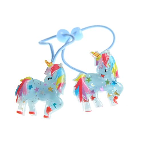 Set 2 elastice de par bleu cu unicorn