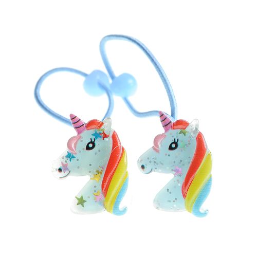 Set 2 elastice de par albastre cu unicorn